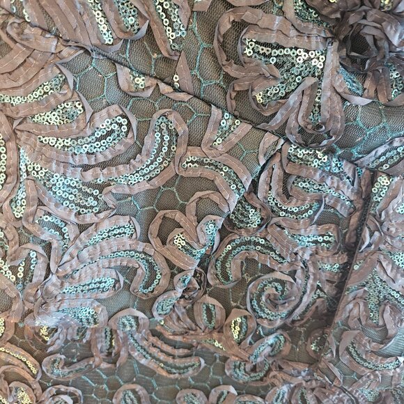 Teal sequin strapless peplum evening gown - size 12 - Picture 6 of 7